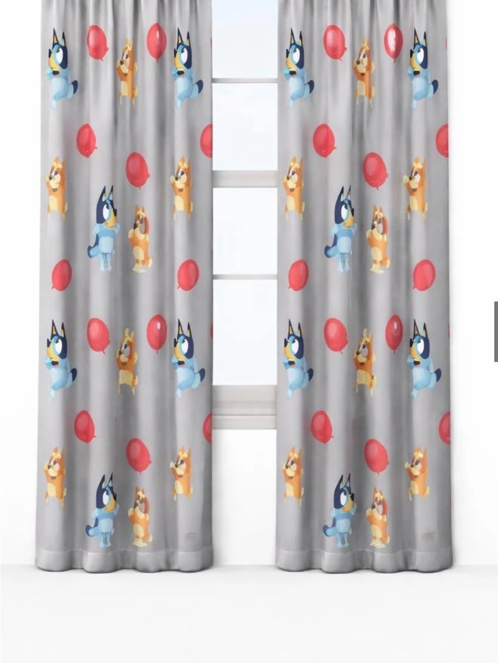 Bluey Kids Cartoon Dog & Balloon Window Curtains 24.8"L x 16.54"W